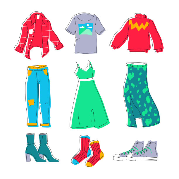 现代女性衣柜——扁平化设计风格元素图片下载