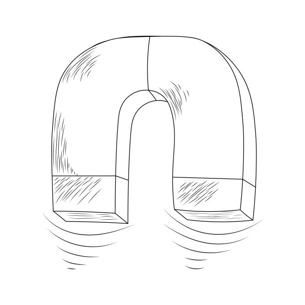 磁石线条艺术，以黑白磁石为着色模板进行设计图片下载