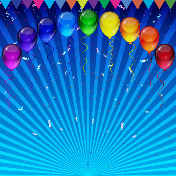 生日聚会矢量背景-现实透明彩色节日气球，五彩纸屑，飘带为庆祝卡在孤立的白色背景与你的文字空间飞行。图片下载