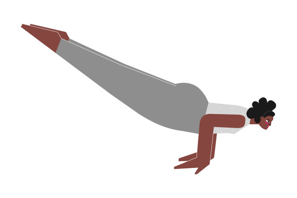 矢量孤立插图与扁平女性身体正面性格。运动型非洲裔美国妇女学习姿势Mayurasana在瑜伽课。初学者健身运动——孔雀式图片下载