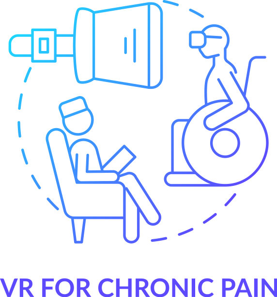 Vr用于慢性疼痛的蓝色渐变概念图标图片下载