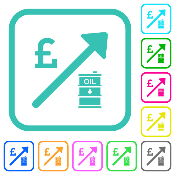 上涨的石油能源英镑价格生动的彩色扁平图标图片下载
