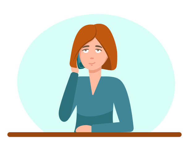 女孩在讲电话。角色设计。矢量插图在平面风格。图片下载