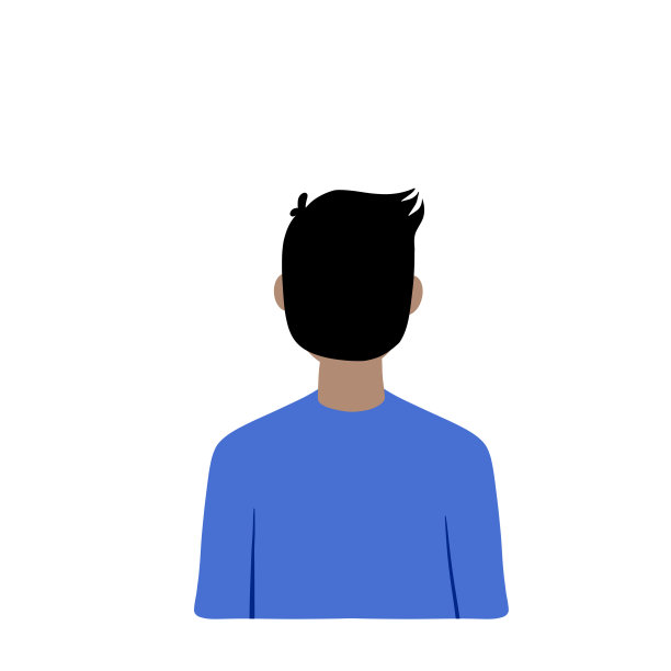 年轻人，从后面看。男孩的性格。白色孤立的卡通插图图片下载