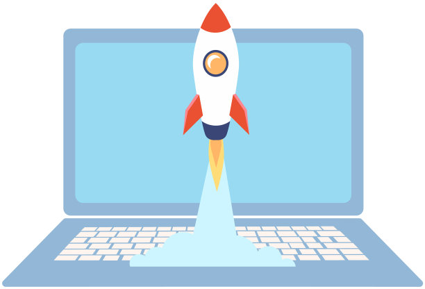 显示器上的火箭启动符号start图片下载