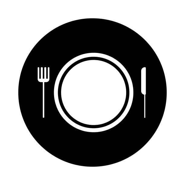 饮食，餐饮，食品图标标志，白色对黑色，孤立在白色背景图片下载