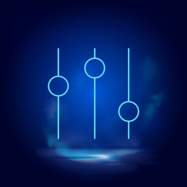 烟雾效果霓虹灯风格矢量图标，调整，控制，设置霓虹灯图标。图片下载