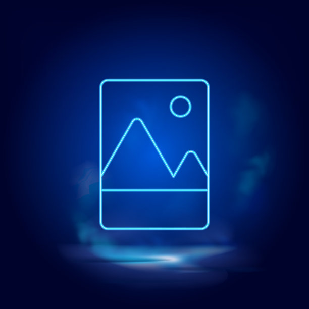 烟雾效果霓虹灯风格矢量图标，山脉，照片霓虹灯图标。图片下载