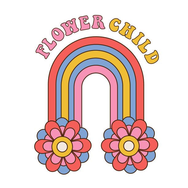 花童-复古复古的彩虹印花图片下载