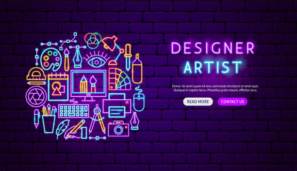 设计师艺术家霓虹灯横幅设计图片下载