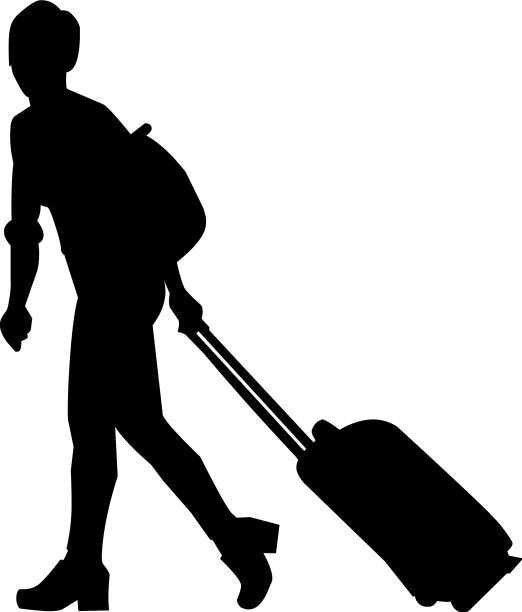 拖着行李的女人的剪影图片下载