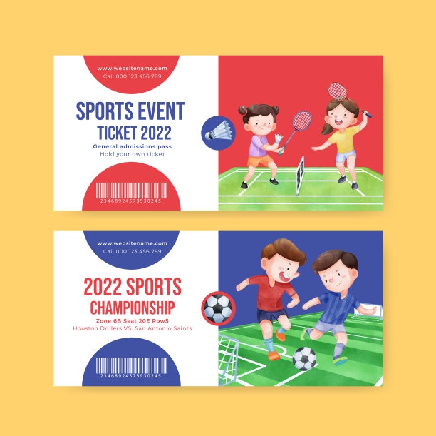 有美国运动孩子的票模板图片下载