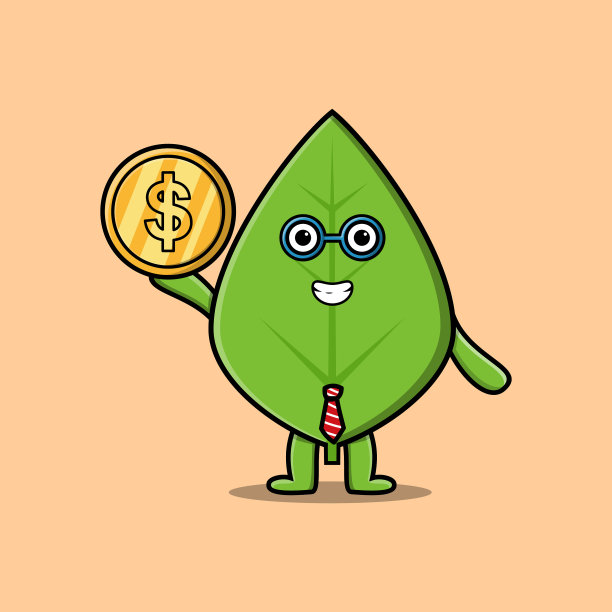 绿叶有金币的成功商人图片下载