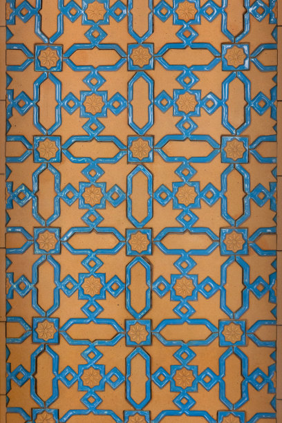 蓝棕色东方民族装饰背景图片下载