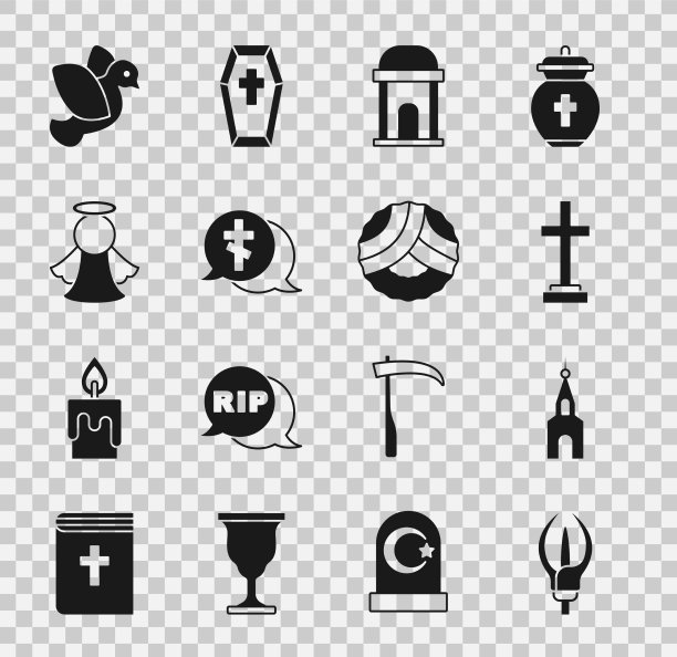 用十字架置百合花教堂建筑坟墓图片下载