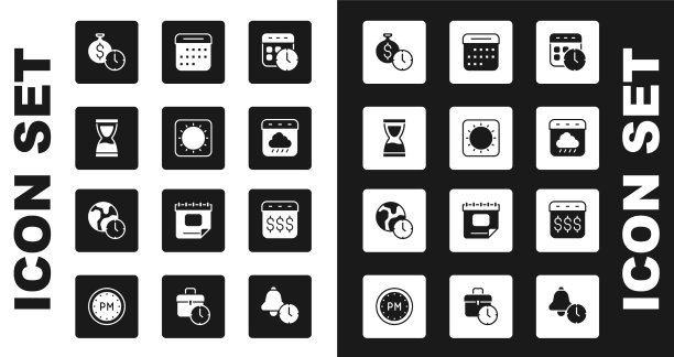 设置日历和时钟太阳旧沙漏时间图片下载