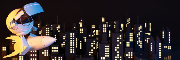 宇航员机器人在虚拟世界环境中乘坐火箭高楼宇宙科技未来概念。VR虚拟数字现实网络仿真创新连接。逼真的3 d渲染图片下载