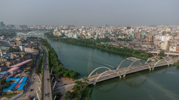 达卡的高角度视图，孟加拉国-库存照片图片下载