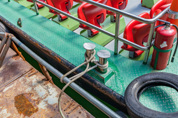 码头上的游船被锚锚住了图片下载