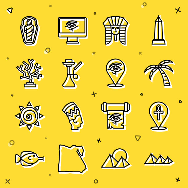 定线埃及金字塔交叉安赫热带棕榈图片下载