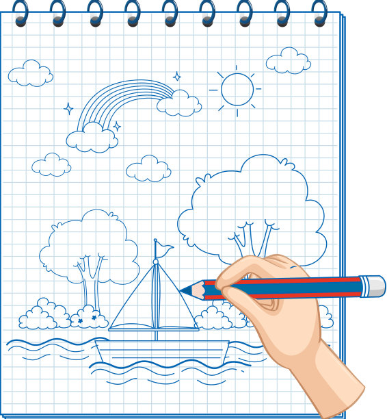 一个有涂鸦草图设计的笔记本图片下载