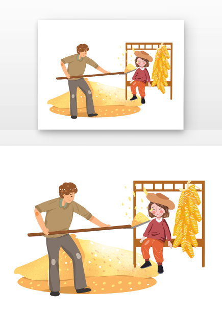 金黄色农民产谷堆庆祝丰收元素图片下载