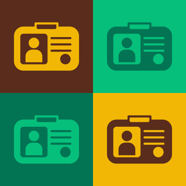 波普艺术出租车驾照图标孤立的颜色图片下载