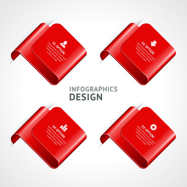 红色光面纸文件夹弯曲书签图片下载