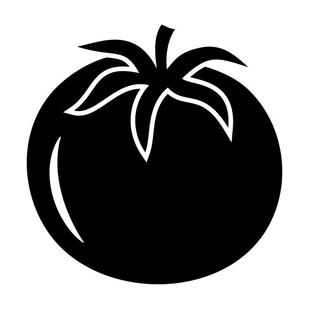 番茄图标番茄与茎剪影图片下载