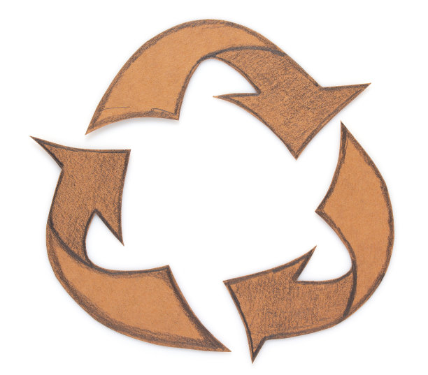 回收符号纸板纸孤立的白色背景纹理。回收的概念图片下载