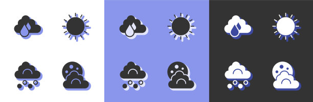 集云与月亮雨冰雹云和太阳图标图片下载