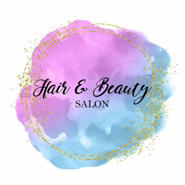 装饰水彩标志与黄金闪光图片下载