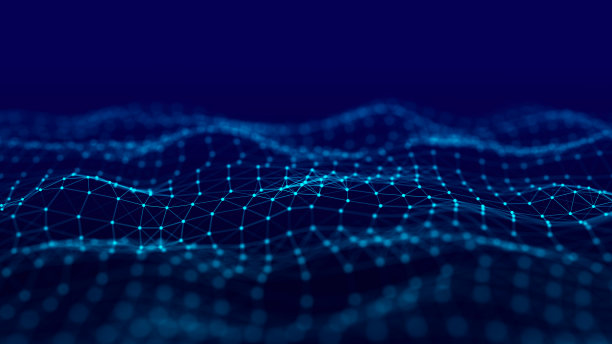 抽象的蓝色未来感背景。信息数据流的技术浪潮。3 d渲染。图片下载