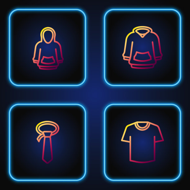 设置线t恤领带卫衣和渐变颜色图片下载