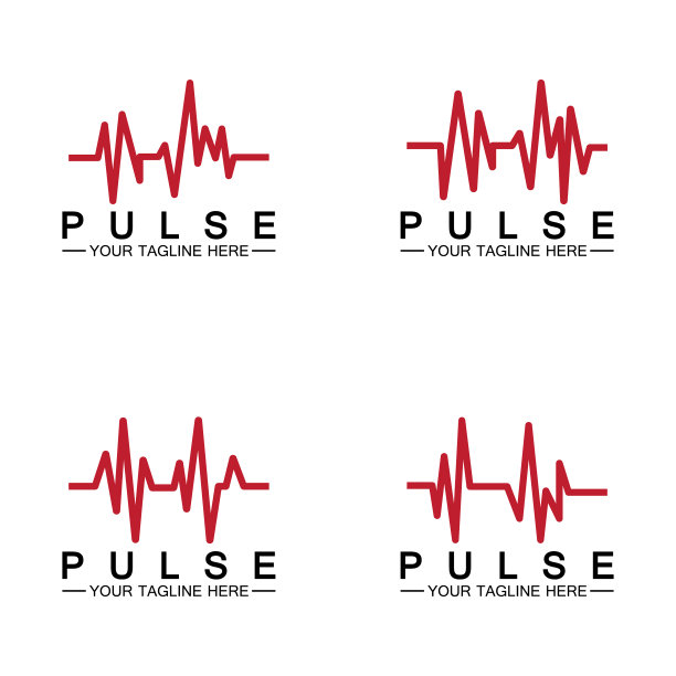 红色脉冲线标志图标设计图片下载