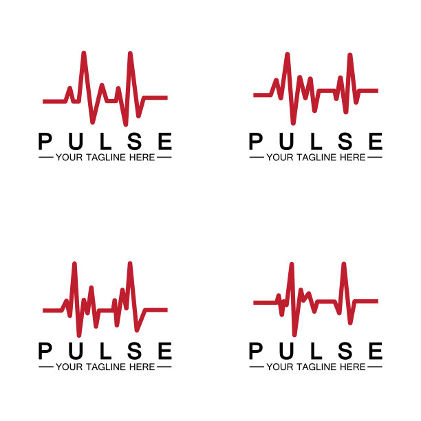 红色脉冲线标志图标设计图片下载