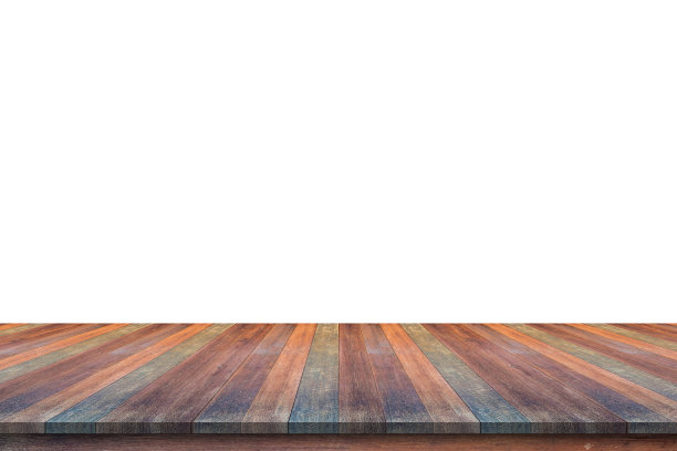 空的木制桌面隔离在白色背景的产品展示图片下载