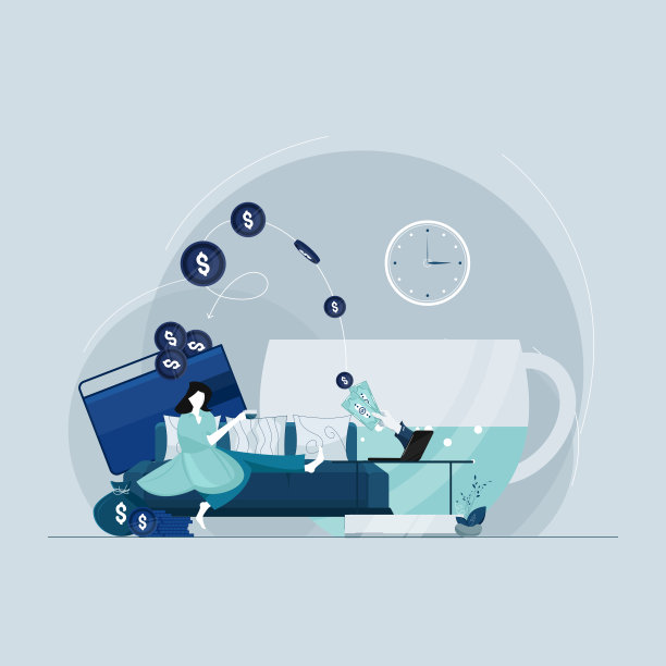 被动收入概念平矢量说明。宽松的货币和投资者的概念图片下载