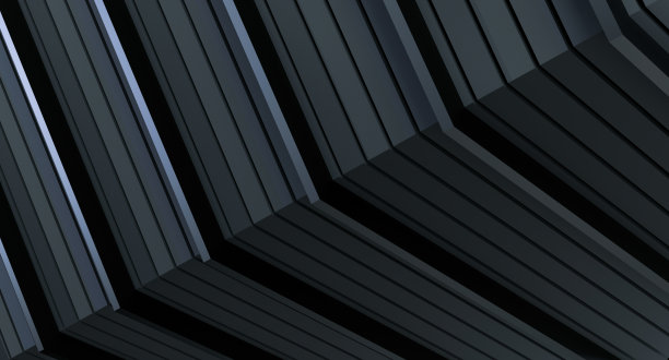 黑色建筑角设计。阴郁的金属设计方形角背景条纹。抽象的设计背景。3 d渲染。图片下载