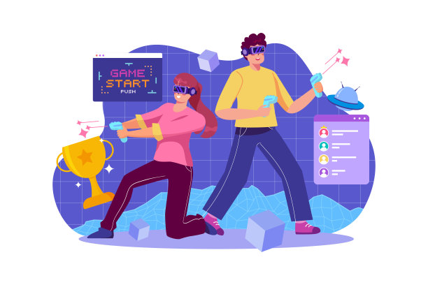 男人和女人玩VR游戏图片下载