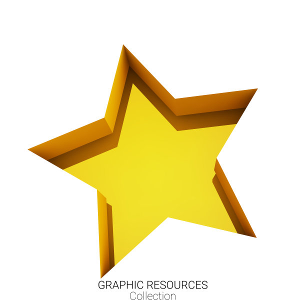 带有内部阴影或内部深度效果的3D星星图标。黄色恒星的形状。客户反馈或客户评审的概念。包括在图形资源集合。矢量图标隔离在白色上图片下载