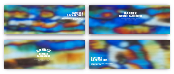 一套模糊的背景横幅和传单的设计图片下载