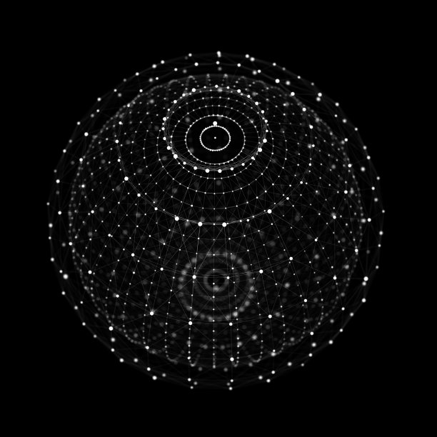 未来的粒子和线条球体。网络连接大数据。抽象的技术背景。3 d渲染。图片下载