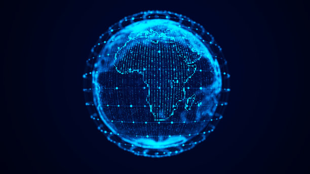 带有粒子和线条的虚拟星球地球。网络连接大数据。抽象的技术背景。3 d渲染。图片下载