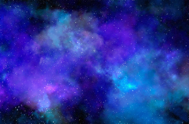 太空背景与星尘和闪亮的星星。逼真的宇宙和彩色星云。色彩斑斓的星系。三维演示图片下载