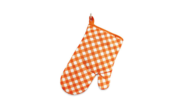 白色的橙色耐热烹饪手套图片下载