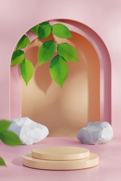 带有复制空间的3d平台，用于产品展示展示。平面渲染艺术设计。图片下载