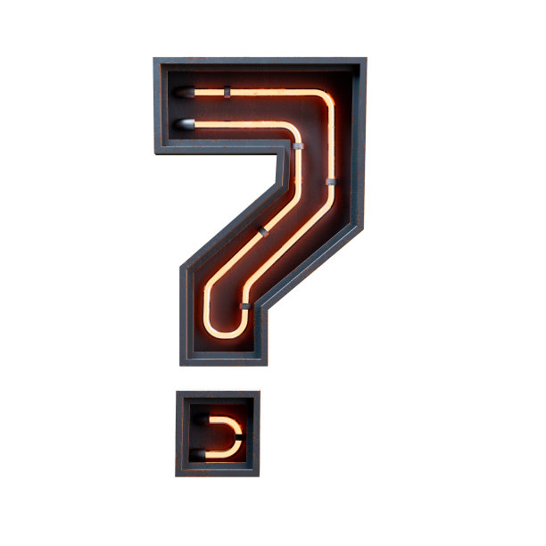 3D插图的橙色霓虹灯标志字体。霓虹灯管标志字体橙色辉光效果在黑色金属盒。3d渲染孤立的白色背景。图片下载