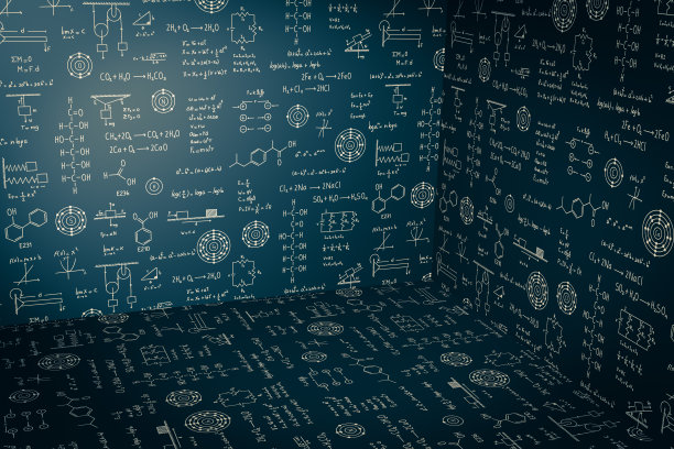 数学、物理和化学、科学和工程的三维方程和公式背景图片下载