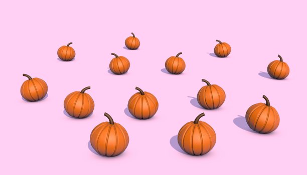 万圣节的背景。粉色背景上可爱的南瓜。图片下载